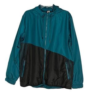 Russell Full Zip Windbreaker  Color block Hooded Jacket Men‎ Size Medium
